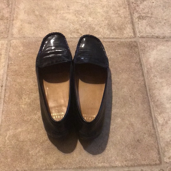 Stuart Weitzman Black Patent Leather Flats Size 7.5 Designer Shoes Classic - Picture 2 of 8
